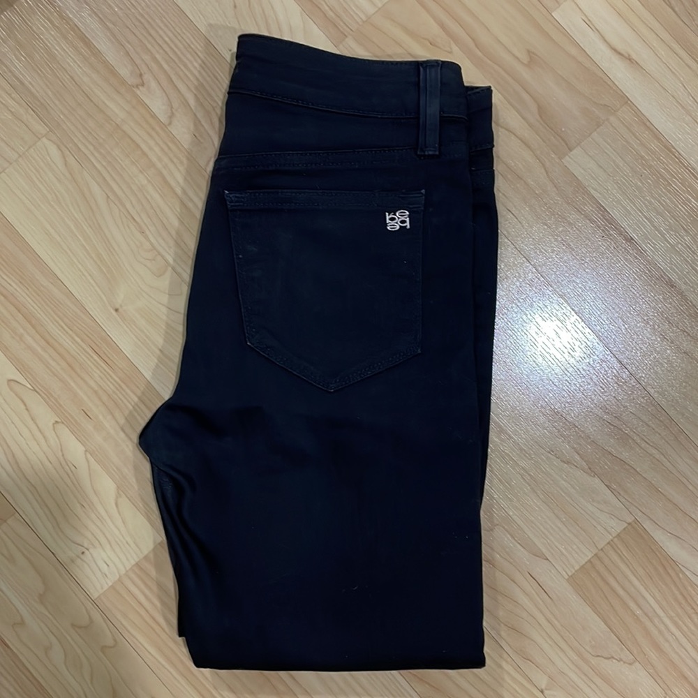 Black shinny mid rise Bebe jeans - worn twice - see photos.